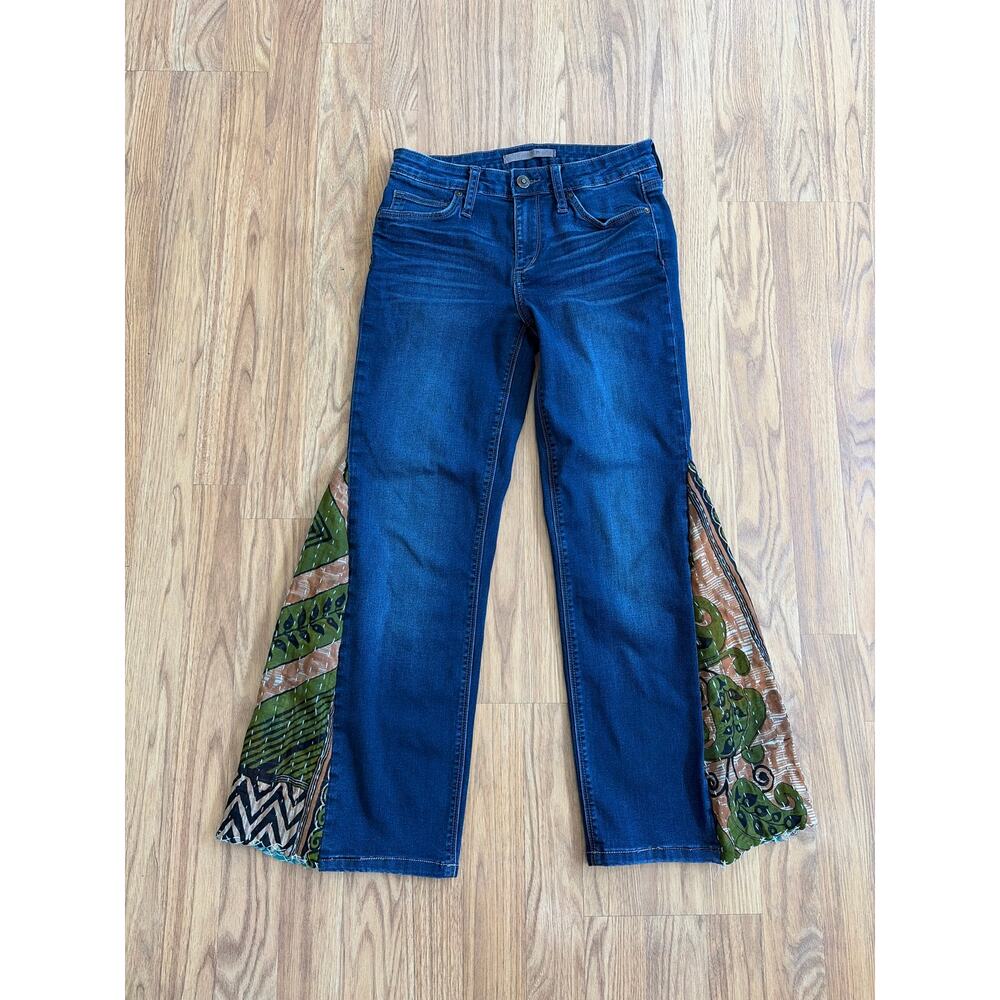 Upcycled Boho Flare Jeans 13" waist Stretch Handmade Boho